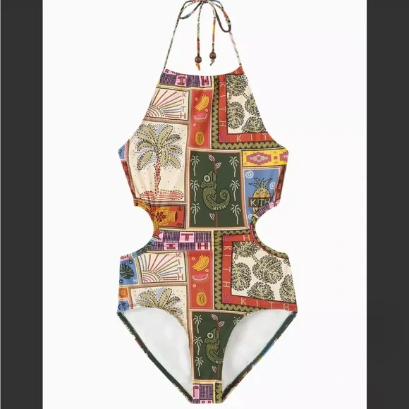 2T Kith Kids Multicolor Patchwork One Piece Swimsuit - Picture 3 of 4